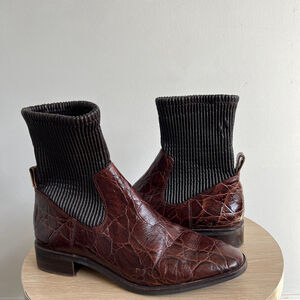 Women's Louise et Cie Brown Leather Ankle Boots Size 8.5